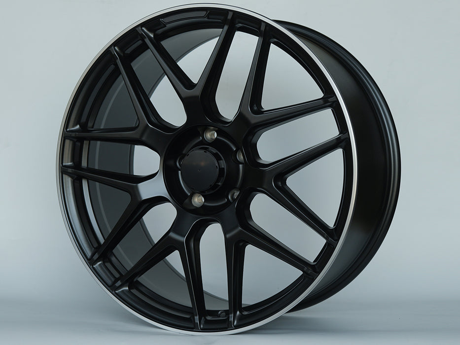 AW43 for Mercedes C/E/S-class 20x9.5 Inch +43 Offset Flow Form Wheels Satin Black Machine Lip