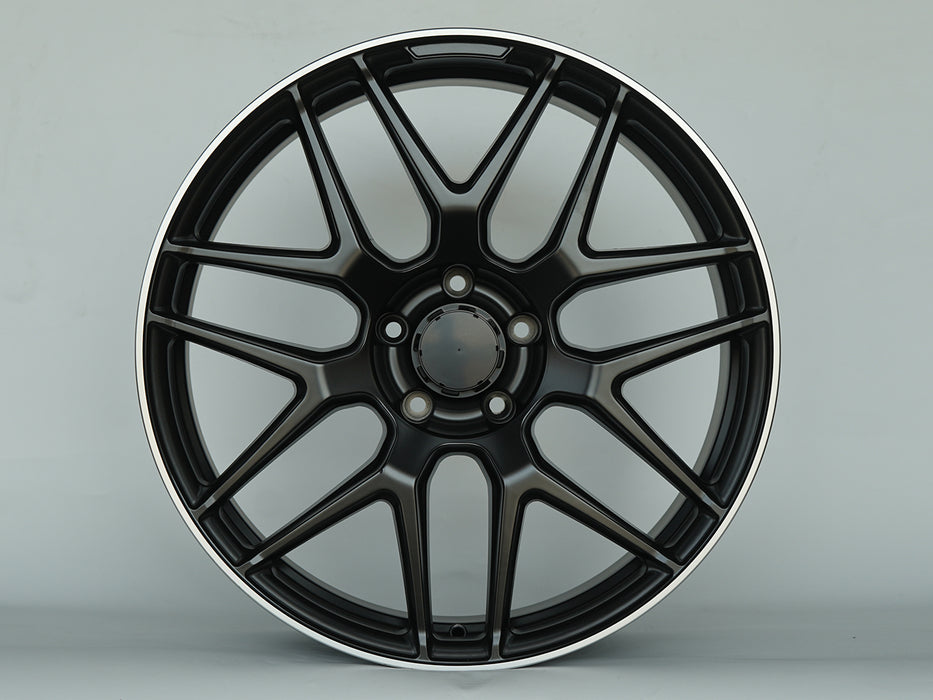 AW43 for Mercedes C/E/S-class 20x9.5 Inch +43 Offset Flow Form Wheels Satin Black Machine Lip