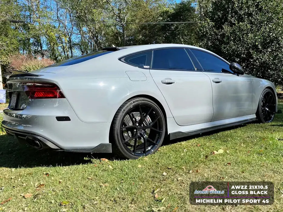 AWZZ for Audi RS6/RS7 C8 21x10.5 Inch +10 Offset Forged Wheels Gloss Black
