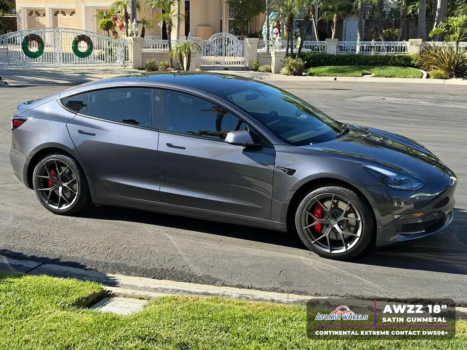 AWZZ for Tesla Model 3/Y 18x8.5 Inch +35 Offset Forged Wheels Satin Gunmetal