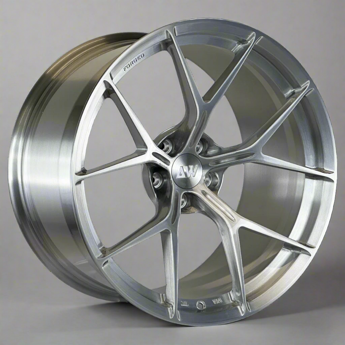 AWZZ for BMW M3 E90 19x10.5 Inch +22 Offset Forged Wheels Brushed Silver