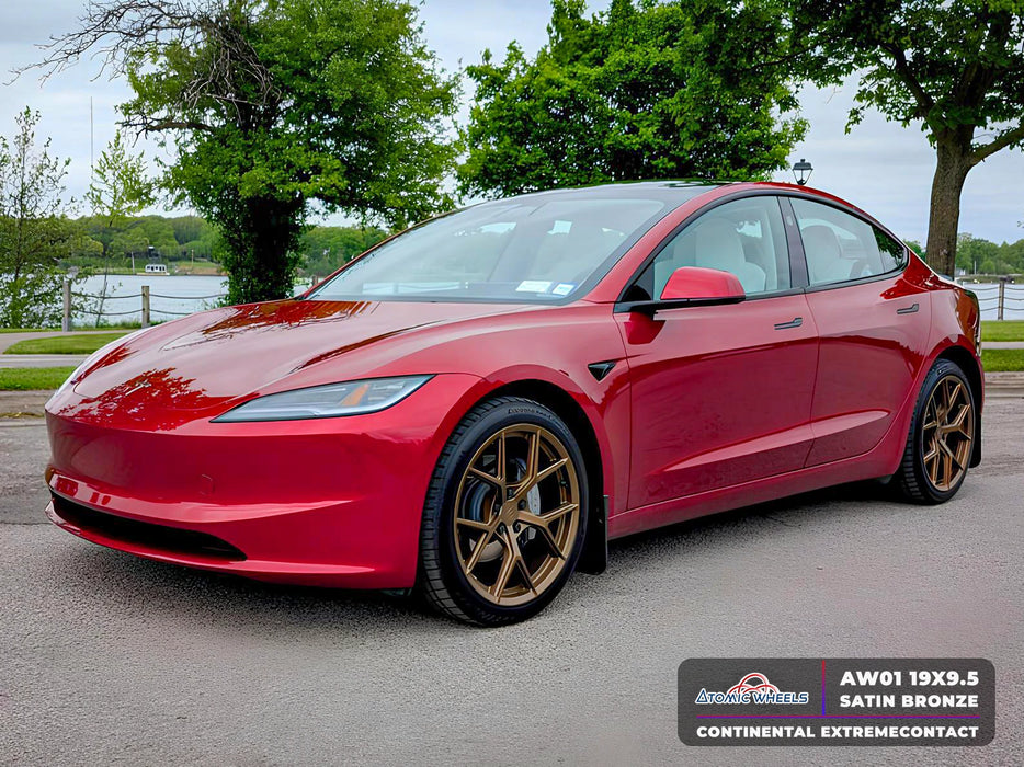 AW01 for Tesla Model 3/Y 18x8.5 Inch +35 Offset Forged Wheels Satin Bronze