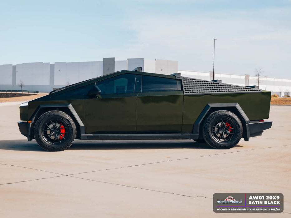 AW01 for Tesla Cybertruck 20x9 Inch +52 Offset Forged Wheels Satin Black