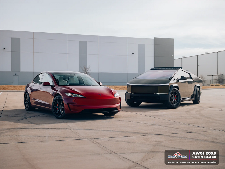 AW01 for Tesla Cybertruck 20x9 Inch +52 Offset Forged Wheels Satin Black