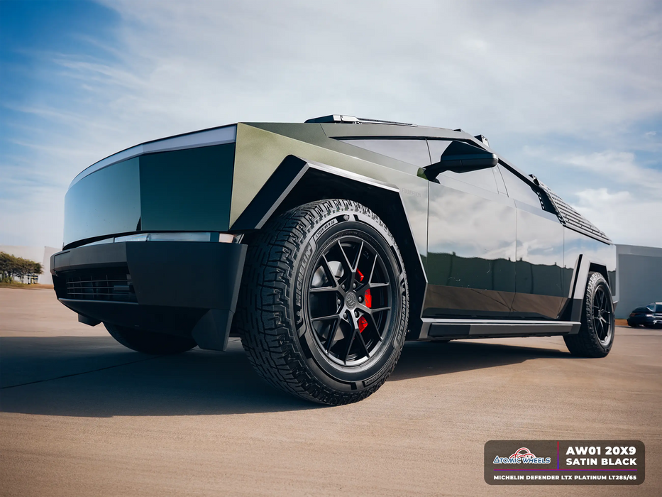 AW01 for Tesla Cybertruck 20x9 Inch +52 Offset Forged Wheels Satin Black