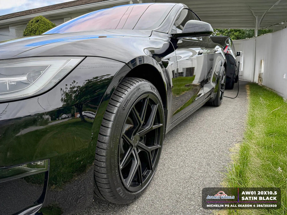 AW01 for Tesla Model S 20x10.5 Inch +40 Offset Forged Wheels Satin Black
