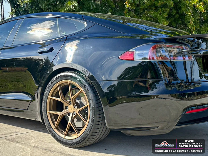 AW01 for Tesla Model S 20x10.5 Inch +40 Offset Forged Wheels Satin Bronze