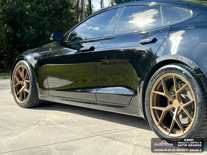 AW01 for Tesla Model S 20x10.5 Inch +40 Offset Forged Wheels Satin Bronze