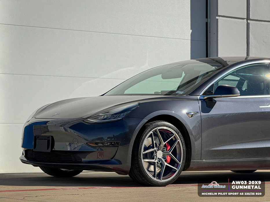 AW03 for Tesla Model 3/Y 20x10 Inch +40 Offset Forged Wheels Gunmetal