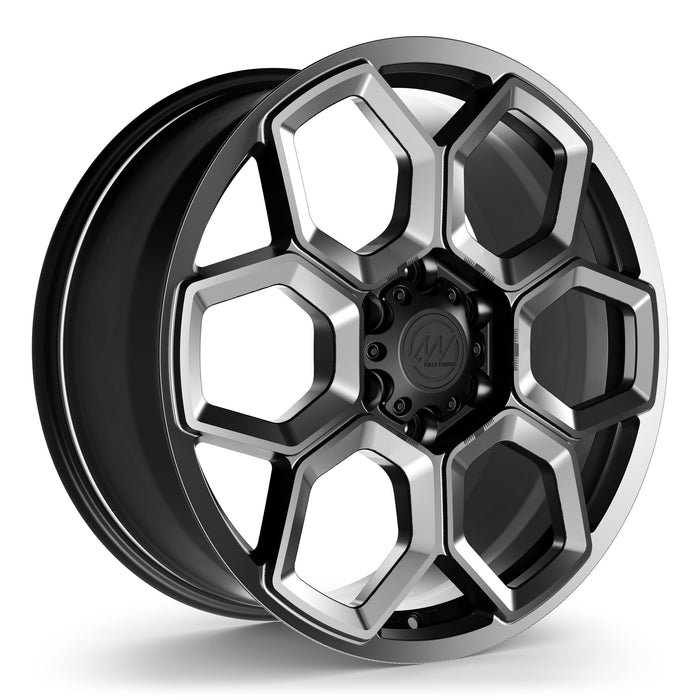 AW13 Forged Wheels for Tesla Cybertruck 20" / 9.0" +55 / Satin Black Diamond Cut render