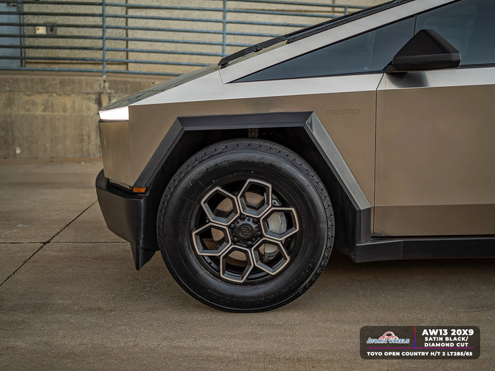 AW13 for Tesla Cybertruck 20x9.0 Inch +55 Offset Forged Wheels Satin Black/Diamond Cut