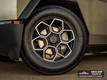 AW13 for Tesla Cybertruck 20x9.0 Inch +55 Offset Forged Wheels Satin Black/Diamond Cut