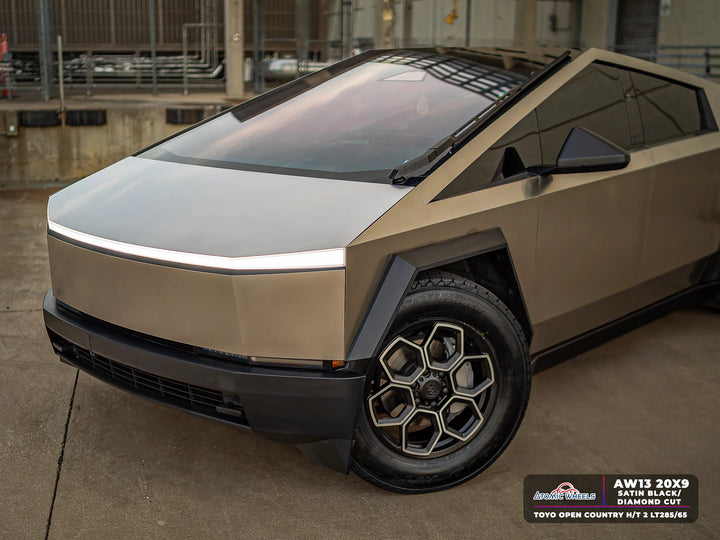 AW13 for Tesla Cybertruck 20x9.0 Inch +55 Offset Forged Wheels Satin Black/Diamond Cut