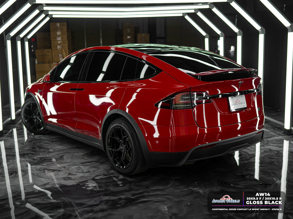 AW14 for Tesla Model S/X 20x10.5 Inch +38 Offset Forged Wheels Gloss Black