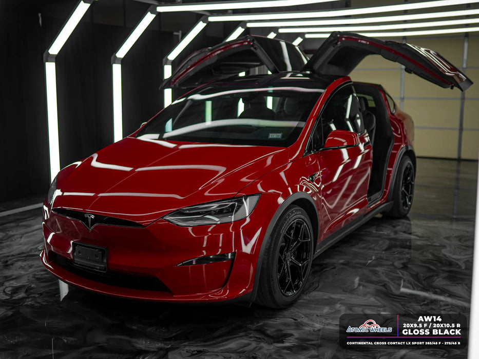 AW14 for Tesla Model S/X 20x10.5 Inch +38 Offset Forged Wheels Gloss Black