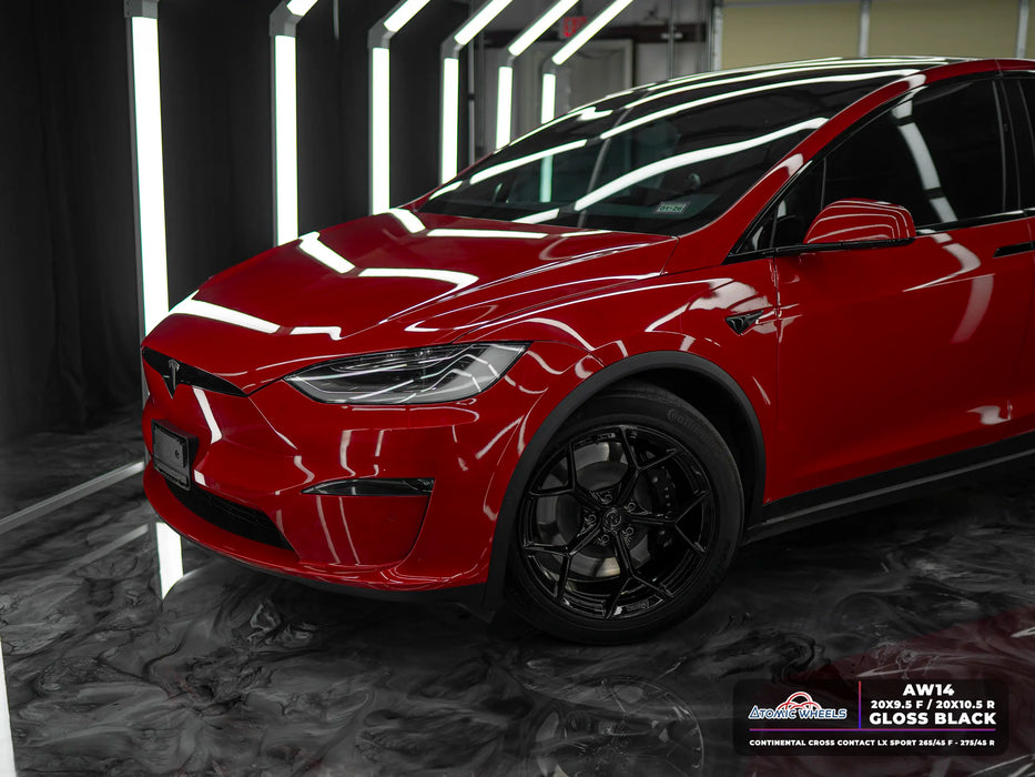 AW14 for Tesla Model S/X 20x10.5 Inch +38 Offset Forged Wheels Gloss Black