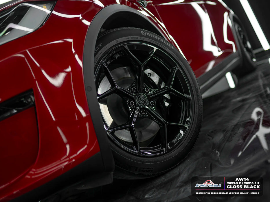 AW14 for Tesla Model S/X 20x10.5 Inch +38 Offset Forged Wheels Gloss Black