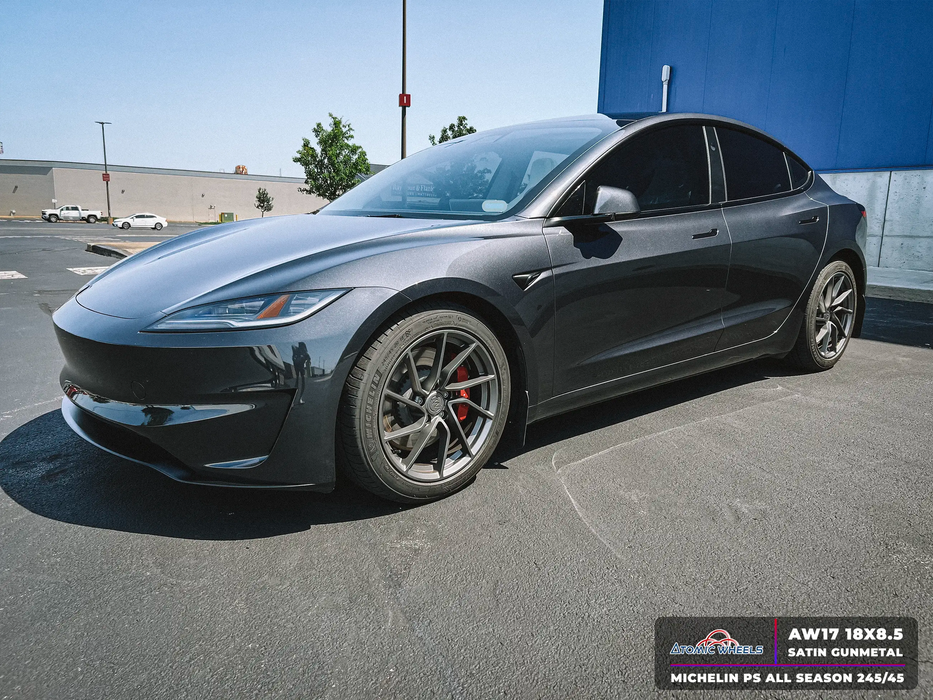 AW17 for Tesla Model 3/Y 18x8.5 Inch +35 Offset Forged Wheels Satin Gunmetal