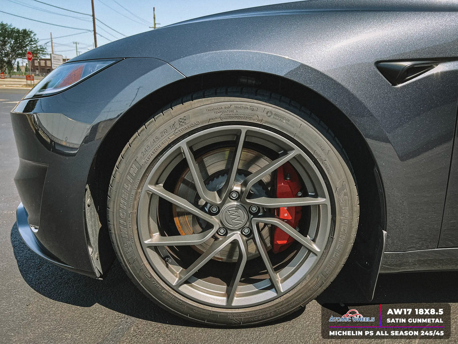 AW17 for Tesla Model 3/Y 18x8.5 Inch +35 Offset Forged Wheels Satin Gunmetal