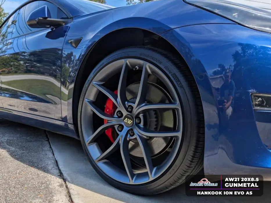 AW21 for Tesla Model 3/Y 20x9.5 Inch +35 Offset Flow Form Wheels Gunmetal