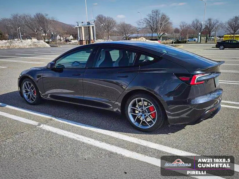 AW21 for Tesla Model 3/Y 18x8.5 Inch +35 Offset Flow Form Wheels Gunmetal