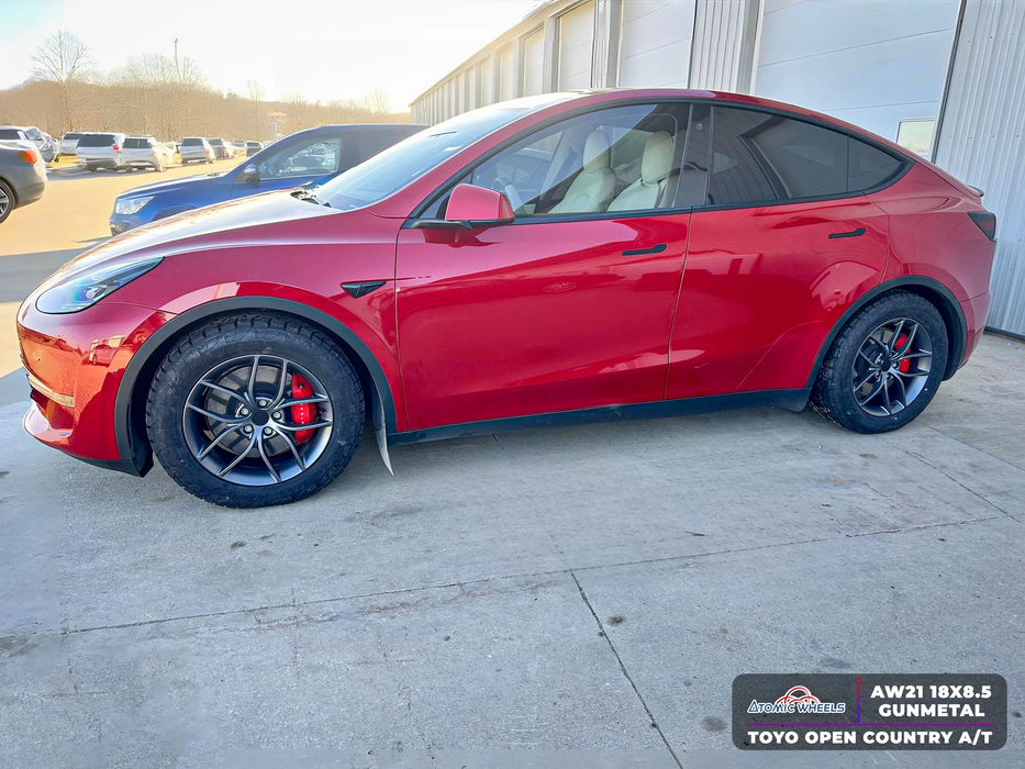 AW21 for Tesla Model 3/Y 18x8.5 Inch +35 Offset Flow Form Wheels Gunmetal