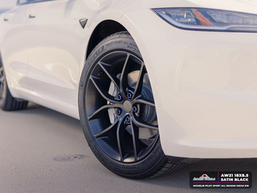 AW21 for Tesla Model 3/Y 19x9.5 Inch +35 Offset Forged Wheels Satin Black