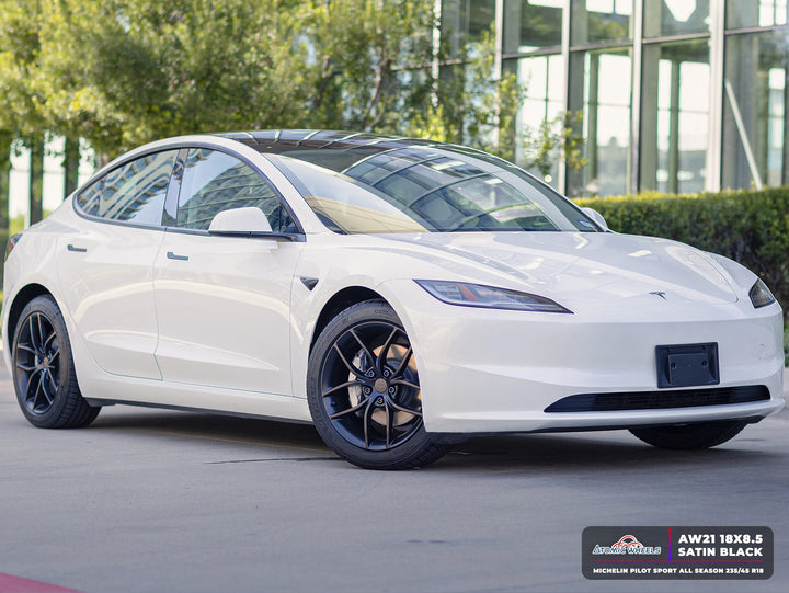 AW21 for Tesla Model 3/Y 19x9.5 Inch +35 Offset Forged Wheels Satin Black