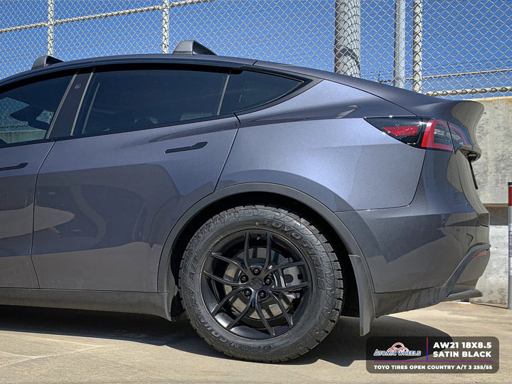 AW21 for Tesla Model 3/Y 19x9.5 Inch +35 Offset Forged Wheels Satin Black