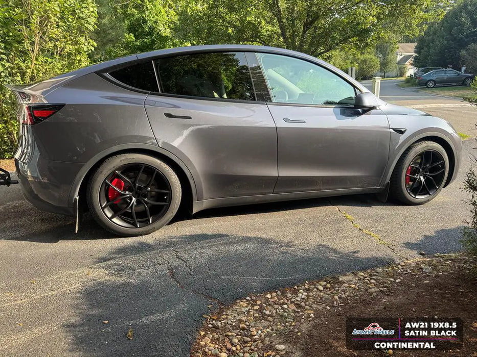 AW21 for Tesla Model 3/Y 19x8.5 Inch +35 Offset Flow Form Wheels Satin Black