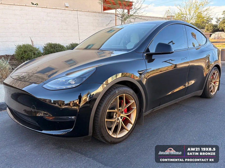 AW21 for Tesla Model 3/Y 19x9.5 Inch +35 Offset Flow Form Wheels Satin Bronze