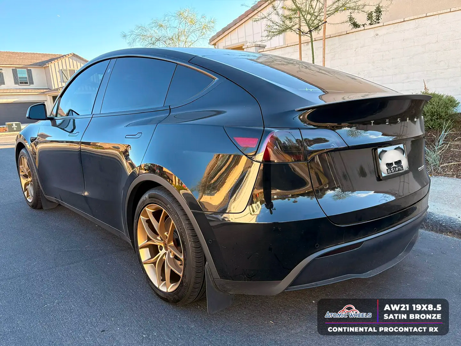 AW21 for Tesla Model 3/Y 19x9.5 Inch +35 Offset Flow Form Wheels Satin Bronze