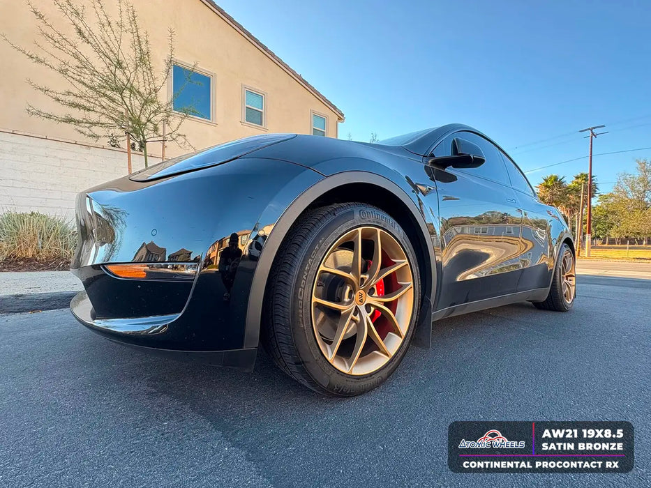 AW21 for Tesla Model 3/Y 19x9.5 Inch +35 Offset Flow Form Wheels Satin Bronze