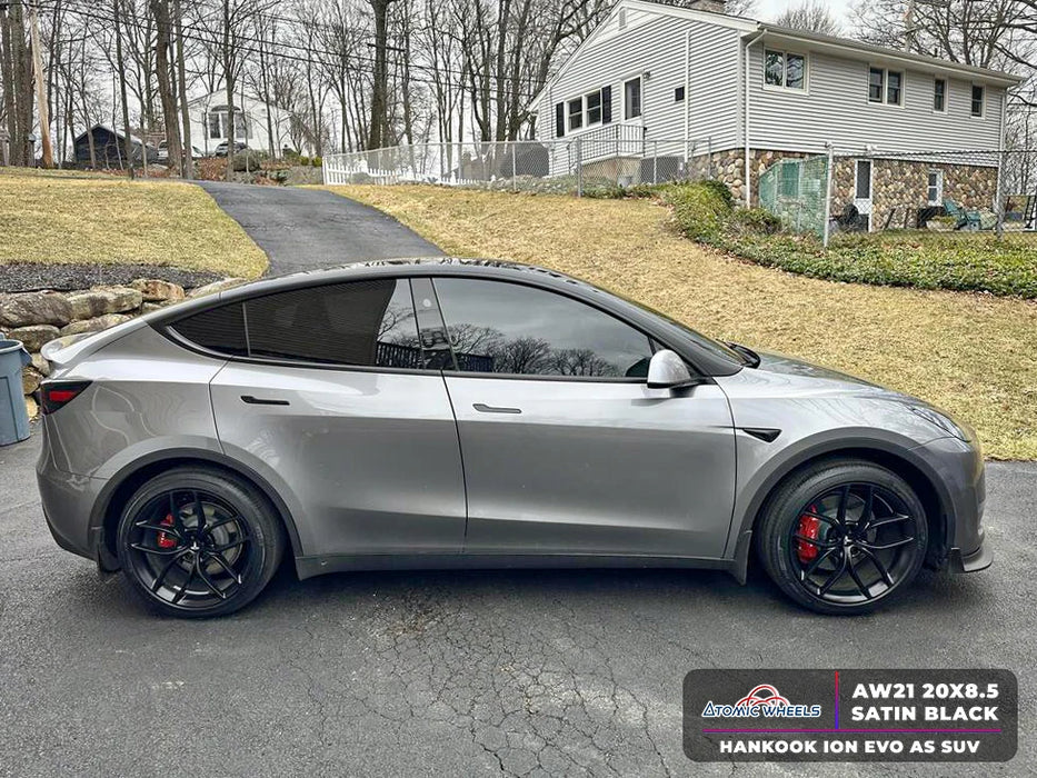 AW21 for Tesla Model 3/Y 20x8.5 Inch +35 Offset Flow Form Wheels Satin Black