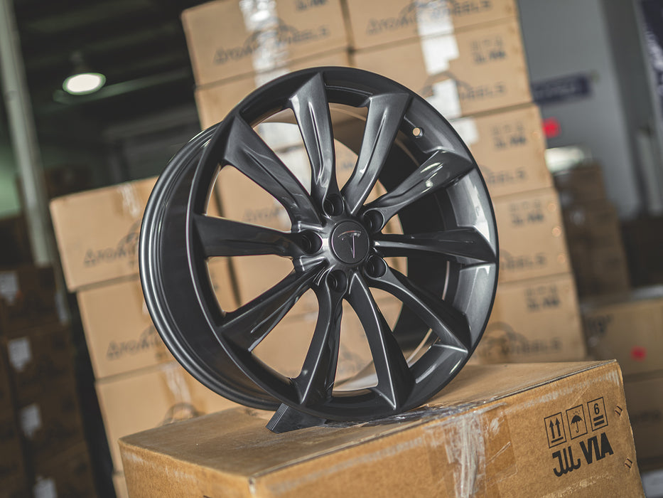 AW24 for Tesla Model 3/Y 18x8.5 Inch +35 Offset Flow Form Wheels Satin Black