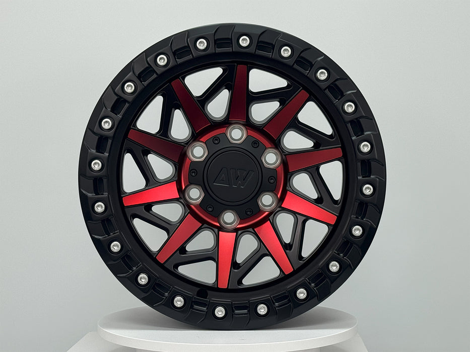 AWB1 for Ford F-150 17x9.0 Inch +30 Offset Forged Wheels Red/Satin Black
