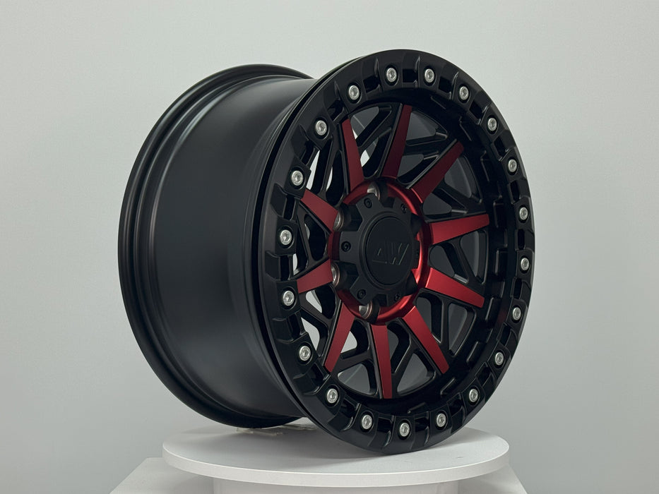 AWB1 for Ford F-150 17x9.0 Inch +30 Offset Forged Wheels Red/Satin Black