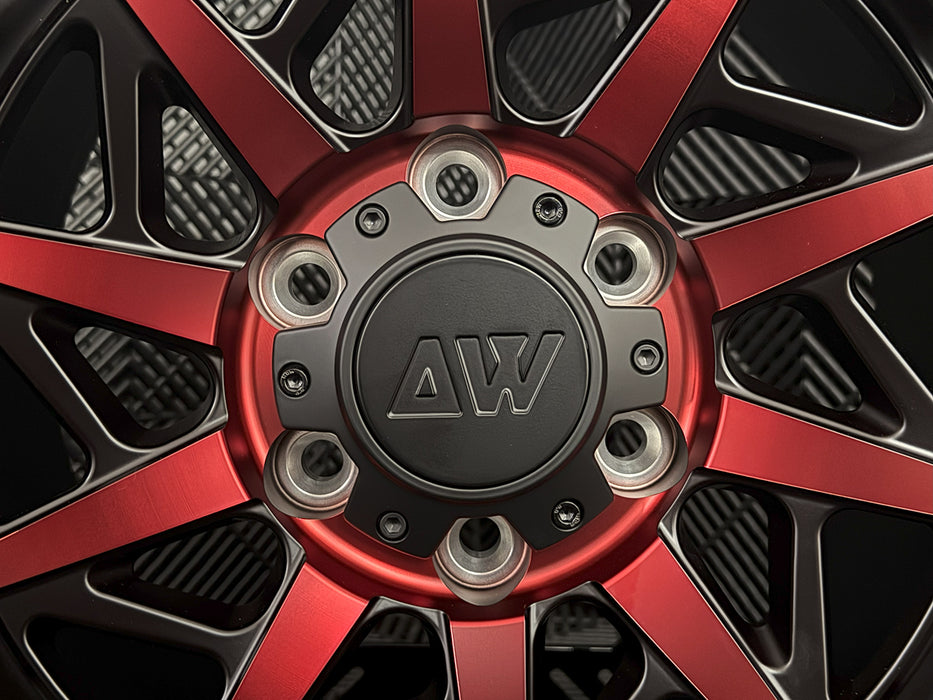 AWB1 for Ford F-150 17x9.0 Inch +30 Offset Forged Wheels Red/Satin Black