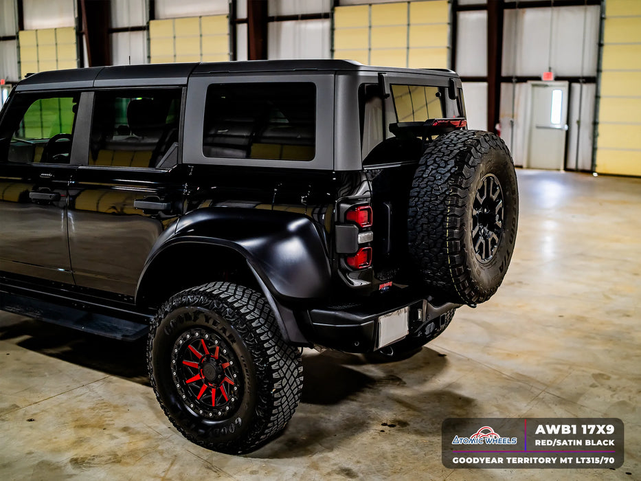 AWB1 for Ford F-150 17x9.0 Inch +30 Offset Forged Wheels Red/Satin Black