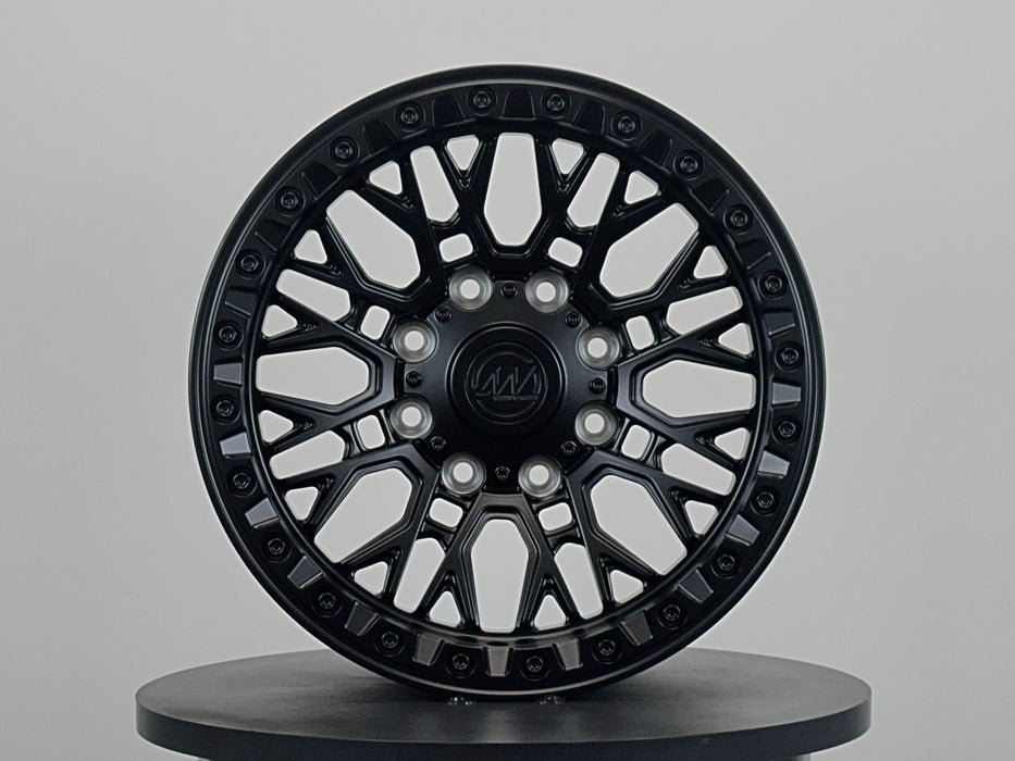 AWB3 for Hummer 18x9.0 Inch +0 Offset Forged Wheels Satin Black with Beadlock