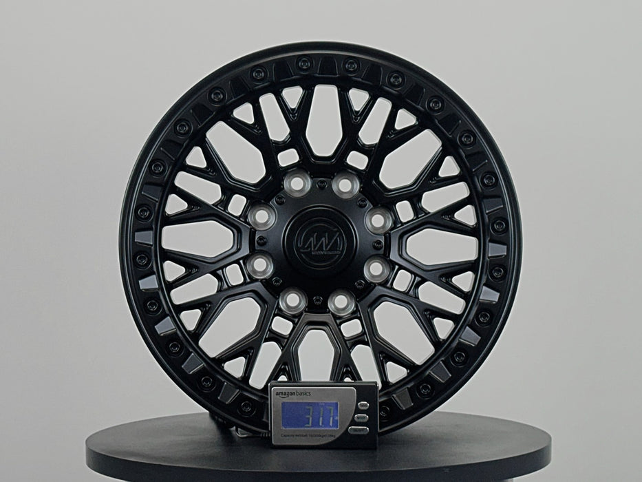 AWB3 for Hummer 18x9.0 Inch +0 Offset Forged Wheels Satin Black with Beadlock