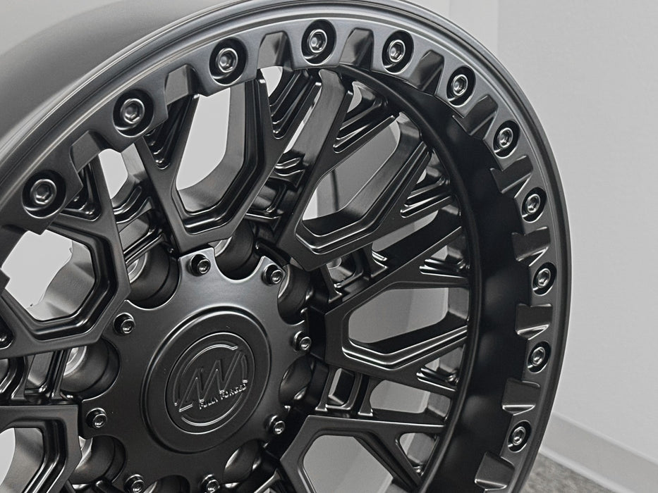 AWB3 for Hummer 18x9.0 Inch +0 Offset Forged Wheels Satin Black with Beadlock