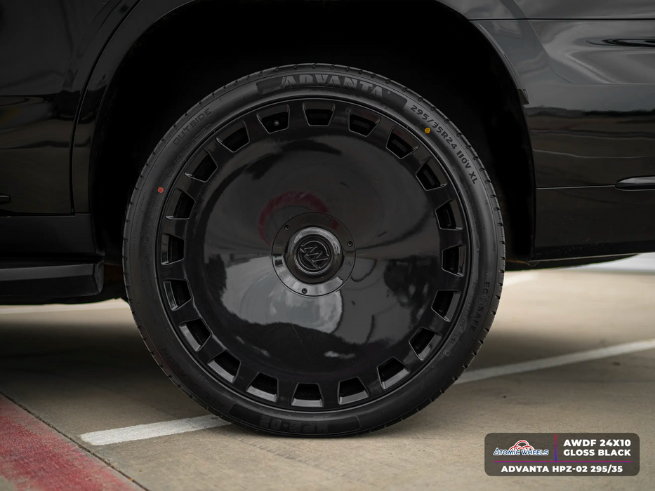 AWDF for Cadillac Escalade and Chevrolet Tahoe 24x10 Inch +30 Offset Forged Wheels Gloss Black