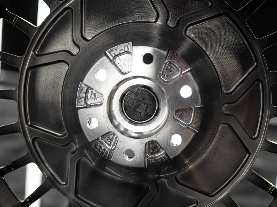 22-Inch AWDX Gloss Brushed Grey Wheels + Falken Wildpeak R/T LT285/55 R22 Tire Set for Tesla Cybertruck (DEMO SET)