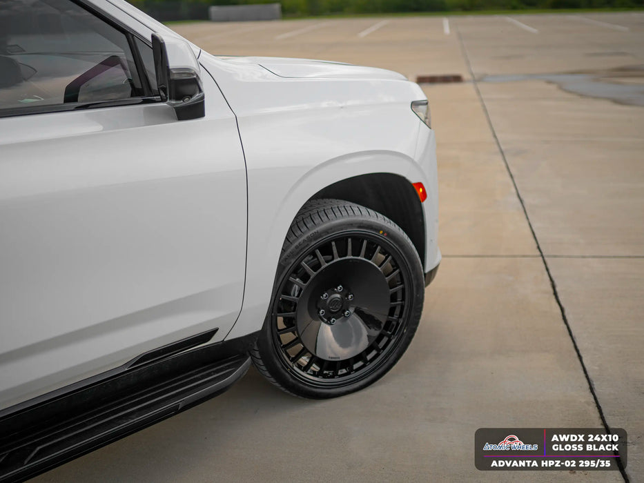 AWDX for Cadillac Escalade and Chevrolet Tahoe 24x10 Inch +18 Offset Forged Wheels Gloss Black