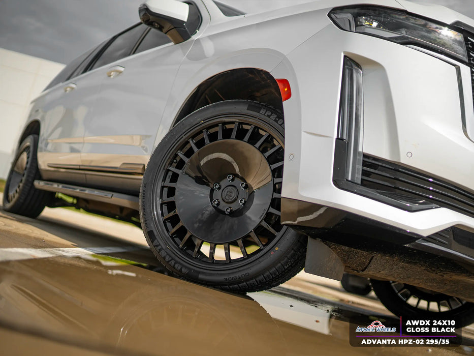 AWDX for Cadillac Escalade and Chevrolet Tahoe 24x10 Inch +18 Offset Forged Wheels Gloss Black