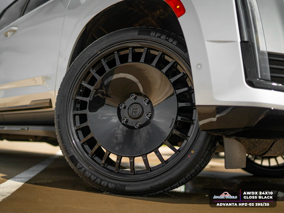 AWDX for Cadillac Escalade and Chevrolet Tahoe 24x10 Inch +18 Offset Forged Wheels Gloss Black