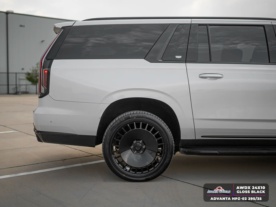 AWDX for Cadillac Escalade and Chevrolet Tahoe 24x10 Inch +18 Offset Forged Wheels Gloss Black