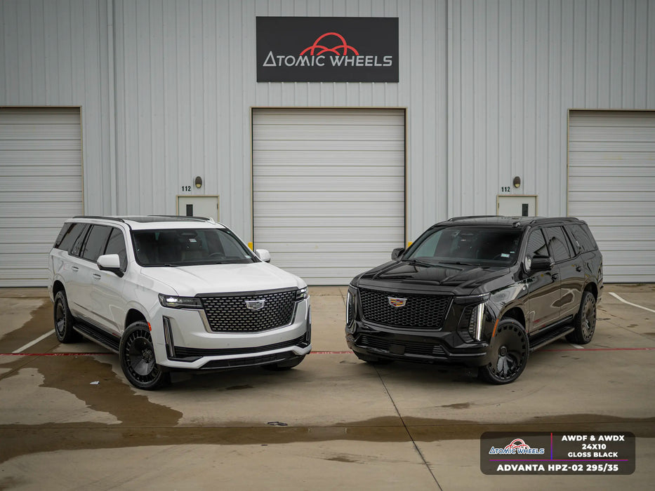 AWDX for Cadillac Escalade and Chevrolet Tahoe 24x10 Inch +18 Offset Forged Wheels Gloss Black