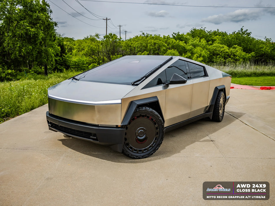 AWD for Tesla Cybertruck 24x9.0 Inch +48 Offset Forged Wheels Gloss Black